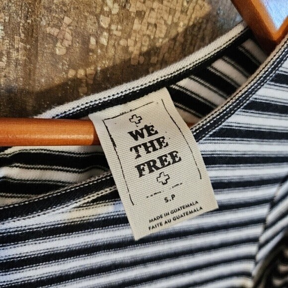 Free People Frenchie Tee Dress Size Small Oversized Black White Striped - Picture 8 of 10